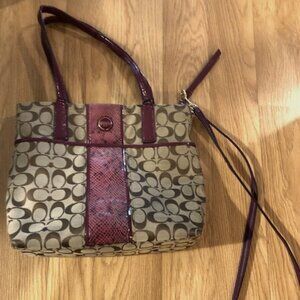 Pink Leather and Cloth Coach Purse